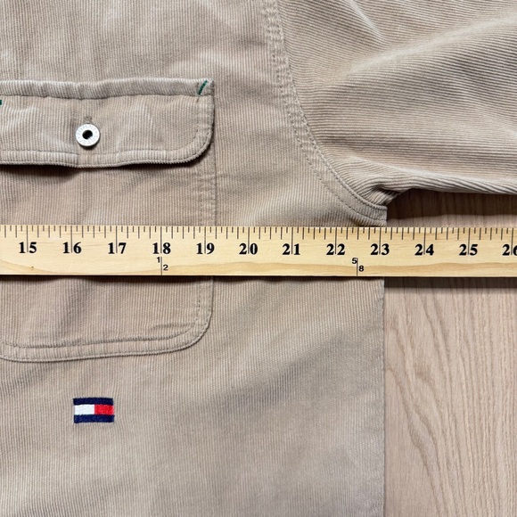 Vintage Tommy Hilfiger Corduroy Denim Collar Buttonup Shirt Mens Small Tan - Picture 9 of 11